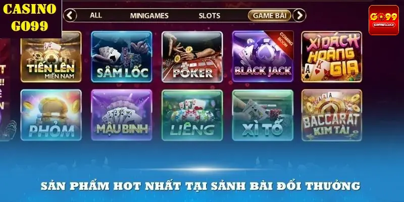 Khám phá kho game bài phong phú tại casino GO99